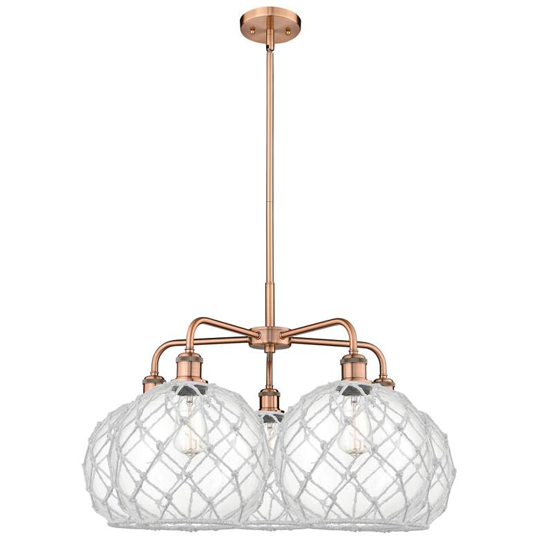 Image 1 Ballston Farmhouse 29"W 5 Light Copper Stem Chandelier w/ Clear White Shade