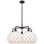 Ballston Farmhouse 29"W 5 Light Oiled Bronze Stem Chandelier w/ White Shade