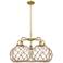 Ballston Farmhouse 29"W 5-Lt Brush Brass Chandelier w/ Clear Brown Shade