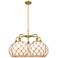Ballston Farmhouse 29"W 5-Lt Brush Brass Chandelier w/ White Brown Shade