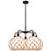 Ballston Farmhouse 29"W 5-Lt Oil Bronze Chandelier w/ White Brown Shade
