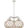 Ballston Farmhouse 29"W 5-Lt Polish Nickel Chandelier w/ Clear Brown Shade