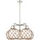 Ballston Farmhouse 29"W 5-Lt Polish Nickel Chandelier w/ Clear Brown Shade