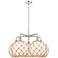 Ballston Farmhouse 29"W 5-Lt Polish Nickel Chandelier w/ White Brown Shade