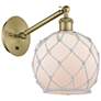 Ballston Farmhouse Rope 10"H Brass Swivel Sconce w/ White Glass Shade