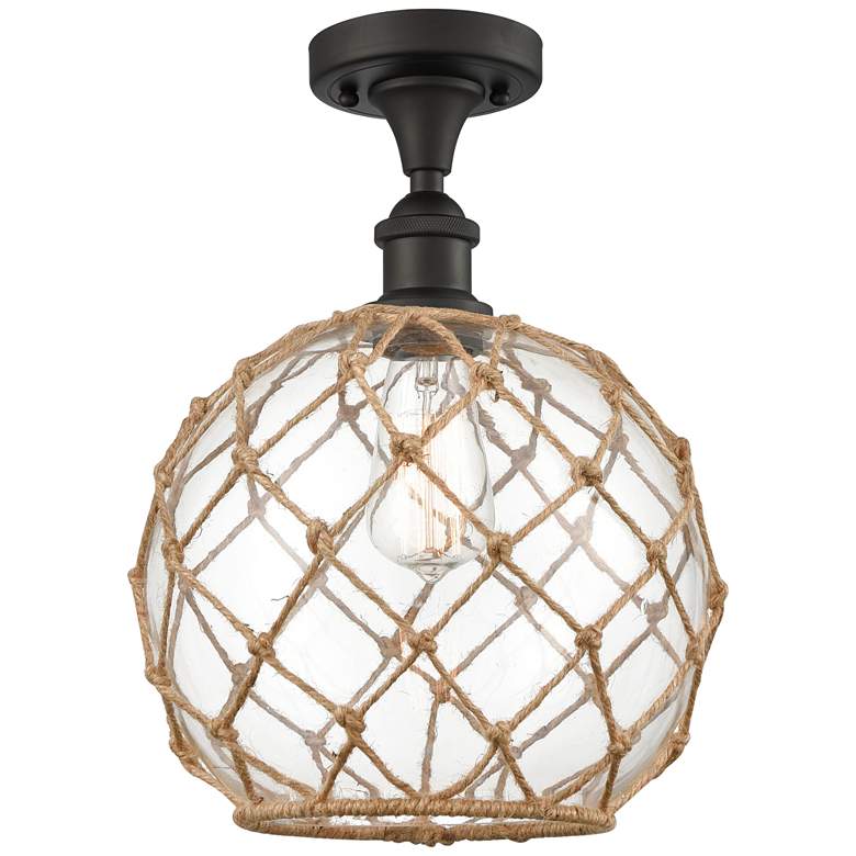 Image 1 Ballston Farmhouse Rope 10"W Oil-Rubbed Bronze Ceiling Light