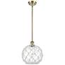 1_Ballston Farmhouse Rope 10"W Brass Stem Pendant w/ Clear White Shade