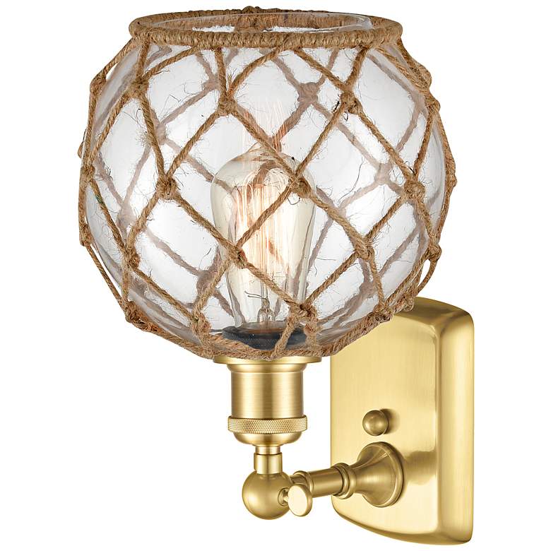 Image 3 Ballston Farmhouse Rope 12" High Satin Gold Wall Sconce more views