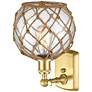 3_Ballston Farmhouse Rope 12" High Satin Gold Wall Sconce more views