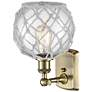 2_Ballston Farmhouse Rope 13"H Brass Sconce w/ Clear Glass White Shade more views