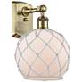 1_Ballston Farmhouse Rope 13"H Brass Sconce With White Glass Shade