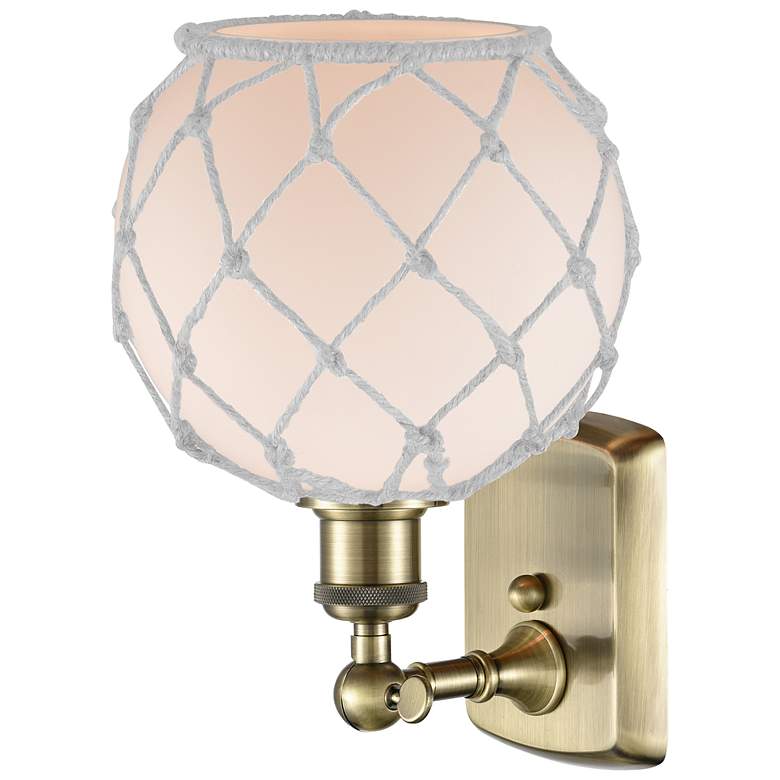 Image 2 Ballston Farmhouse Rope 13"H Brass Sconce With White Glass Shade more views