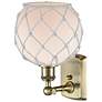 2_Ballston Farmhouse Rope 13"H Brass Sconce With White Glass Shade more views