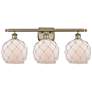 1_Ballston Farmhouse Rope 28"W 3 Light Brass Bath Light w/ White Shade