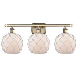 Ballston Farmhouse Rope 28"W 3 Light Brass Bath Light w/ White Shade