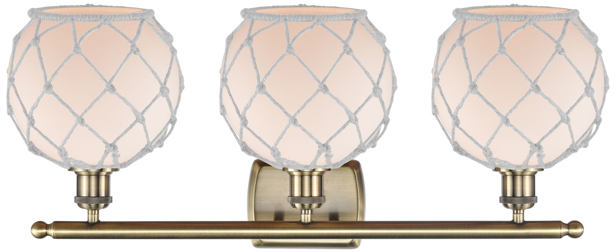 Image 2 Ballston Farmhouse Rope 28"W 3 Light Brass Bath Light w/ White Shade more views