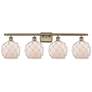 1_Ballston Farmhouse Rope 38"W 4 Light Brass Bath Light w/ White Shade