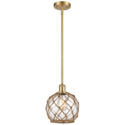 Ballston Farmhouse Rope 8" Wide Satin Gold Mini Pendant