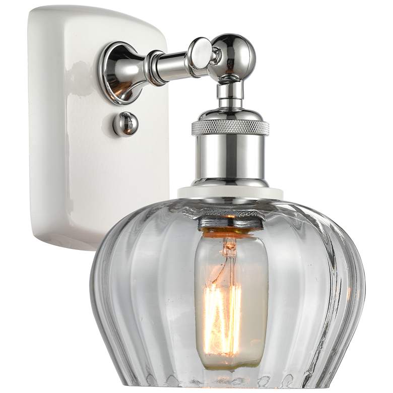 Image 1 Ballston Fenton 10.5 inch High White and Polished Chrome Sconce w/ Clear S
