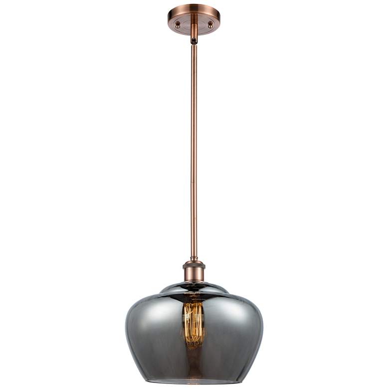 Image 1 Ballston Fenton 11" Antique Copper Mini Pendant w/ Plated Smoke Shade