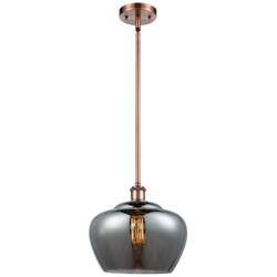 Ballston Fenton 11" Antique Copper Mini Pendant w/ Plated Smoke Shade