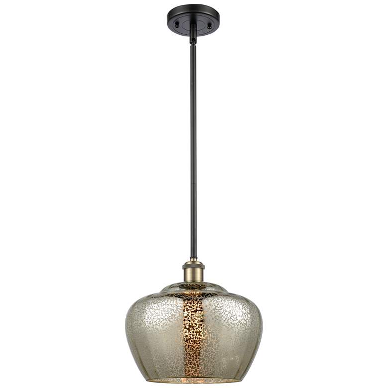 Image 1 Ballston Fenton 11" Black Antique Brass Mini Pendant w/ Mercury Shade