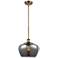 Ballston Fenton 11" Brushed Brass Mini Pendant w/ Plated Smoke Shade