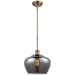 Ballston Fenton 11" Brushed Brass Mini Pendant w/ Plated Smoke Shade