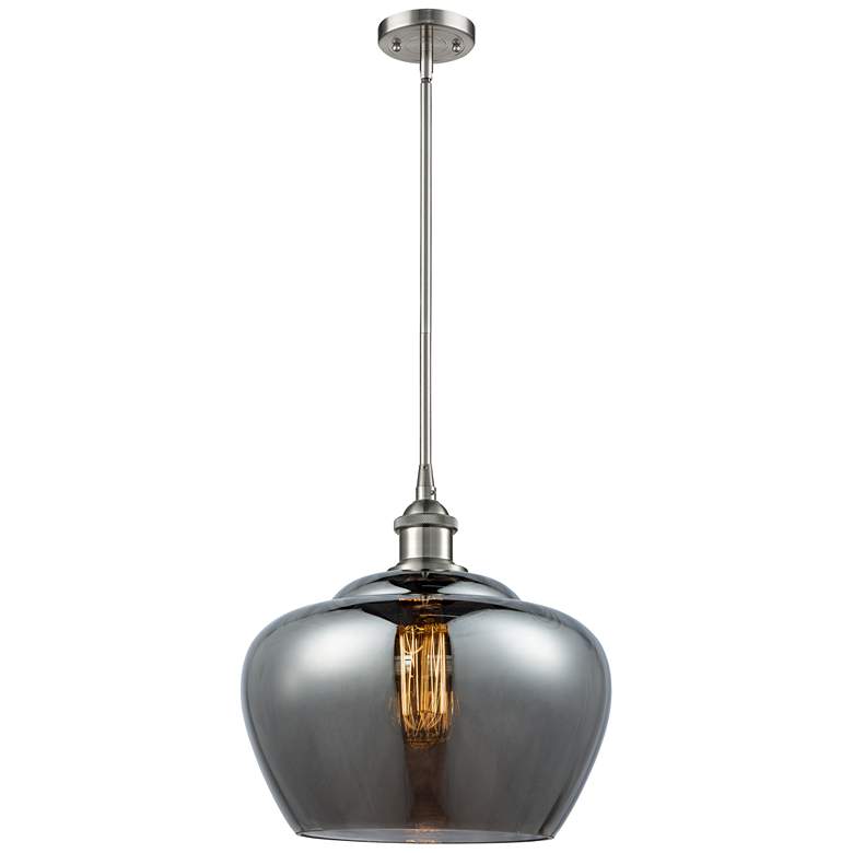 Image 1 Ballston Fenton 11" Brushed Satin Nickel Mini Pendant w/ Plated Smoke