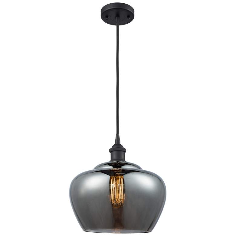 Image 1 Ballston Fenton 11" LED Mini Pendant - Matte Black - Plated Smoke Shad