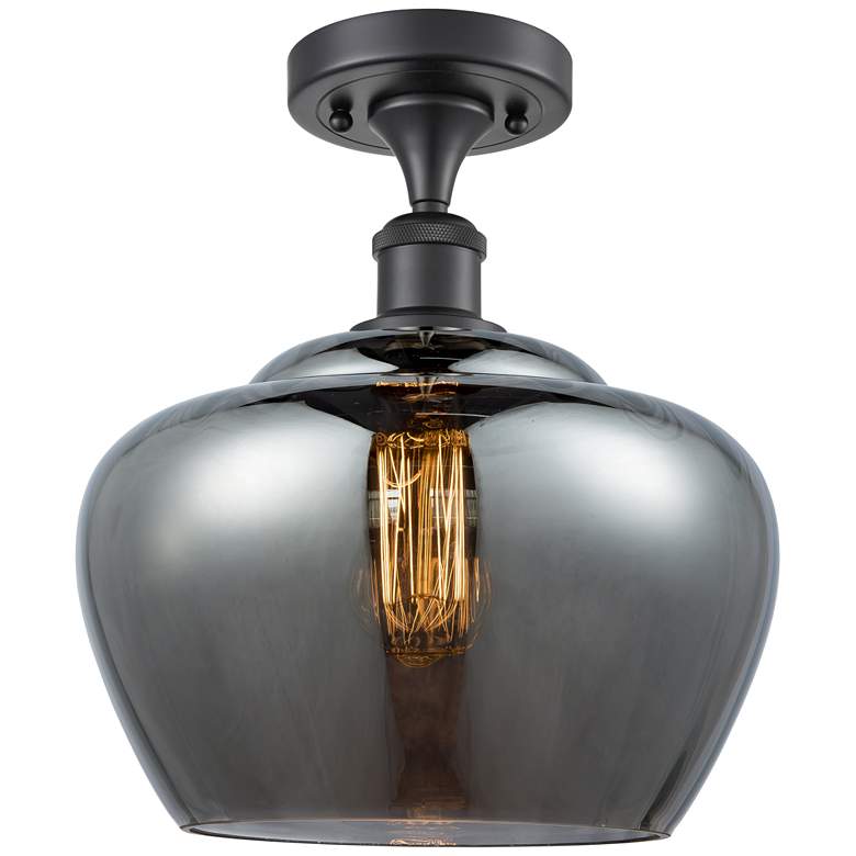 Image 1 Ballston Fenton 11" LED Semi-Flush Mount - Matte Black - Plated Smoke