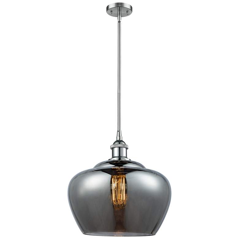Image 1 Ballston Fenton 11" Polished Chrome Mini Pendant w/ Plated Smoke Shade