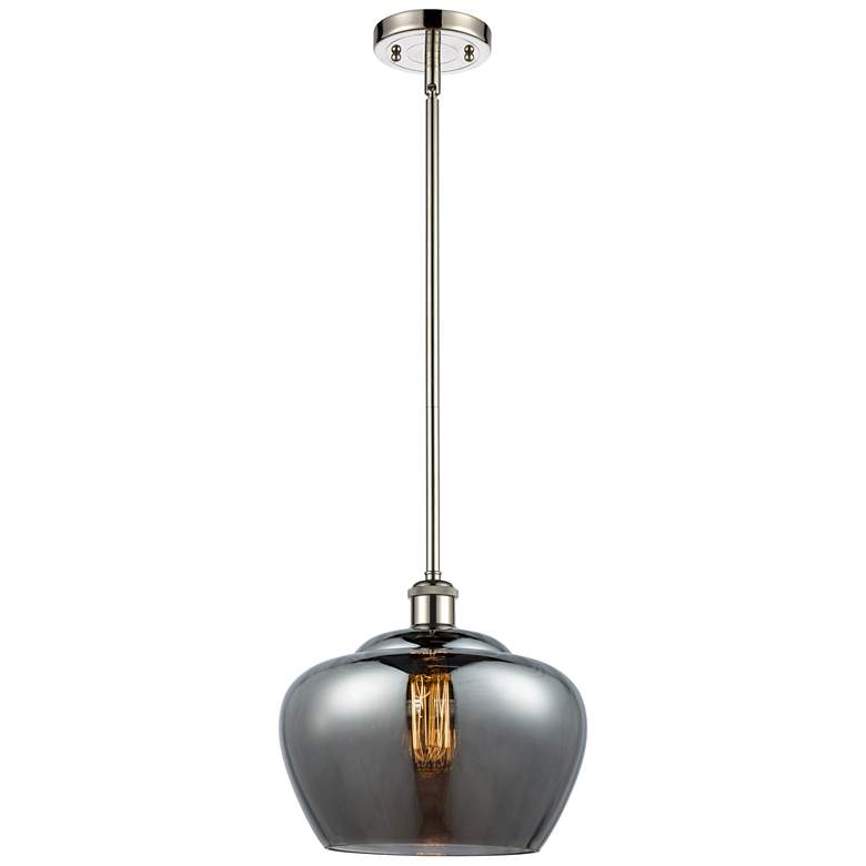 Image 1 Ballston Fenton 11" Polished Nickel Mini Pendant w/ Plated Smoke Shade