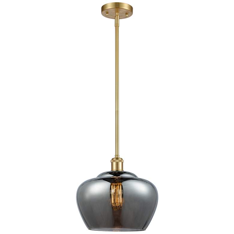Image 1 Ballston Fenton 11" Satin Gold Mini Pendant w/ Plated Smoke Shade