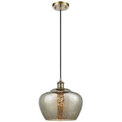 Ballston Fenton 11" Wide Antique Brass Corded Mini Pendant w/ Mercury
