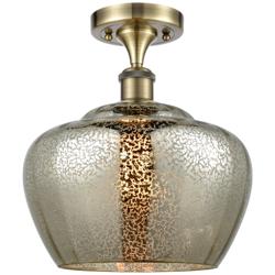 Ballston Fenton 11" Wide Antique Brass Semi Flush Mount w/ Mercury Sha