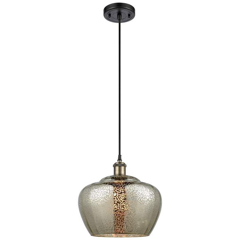 Image 1 Ballston Fenton 11" Wide Black Brass Corded Mini Pendant w/ Mercury Sh