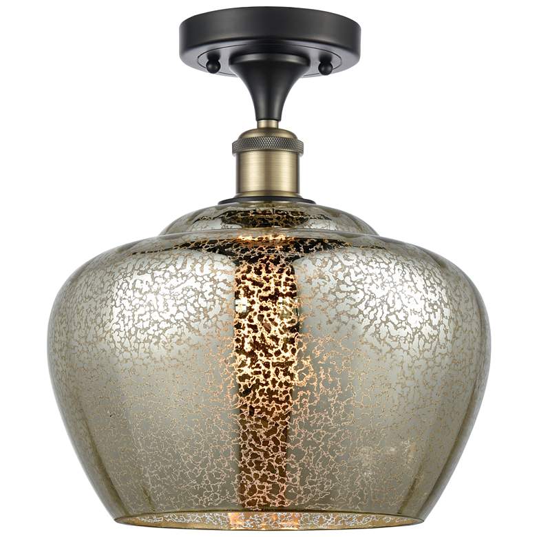 Image 1 Ballston Fenton 11" Wide Black Brass Semi Flush Mount w/ Mercury Shade