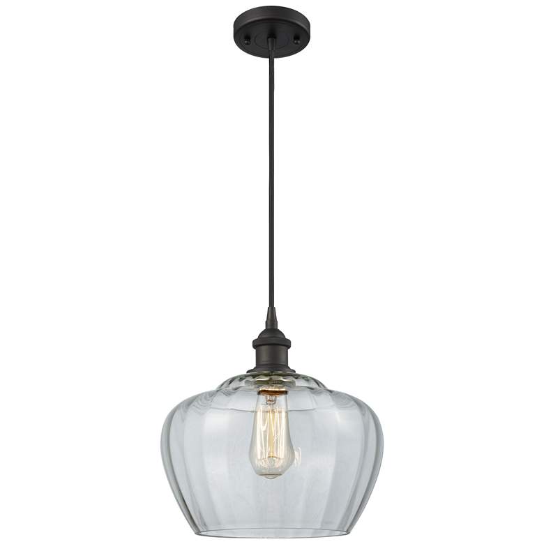 Image 1 Ballston Fenton 11" Wide Bronze Corded Mini Pendant w/ Clear Shade