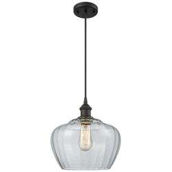 Ballston Fenton 11" Wide Bronze Corded Mini Pendant w/ Clear Shade