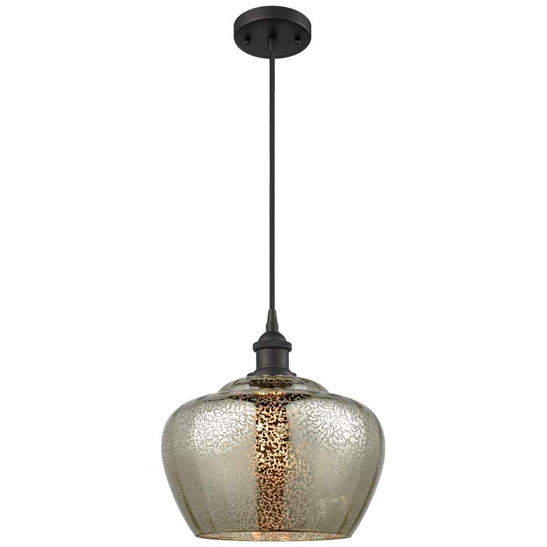 Image 1 Ballston Fenton 11" Wide Bronze Corded Mini Pendant w/ Mercury Shade