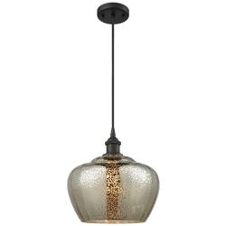Ballston Fenton 11" Wide Bronze Corded Mini Pendant w/ Mercury Shade