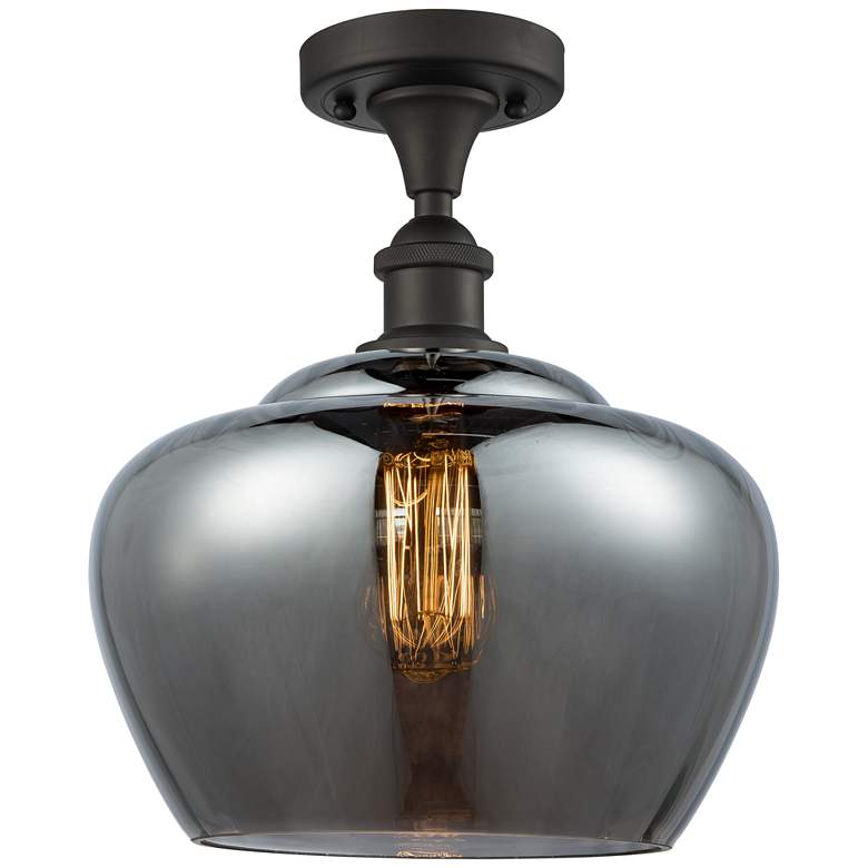 Image 1 Ballston Fenton 11" Wide Bronze Semi Flush Mount w/ Plated Smoke Shade
