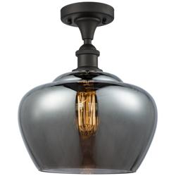 Ballston Fenton 11" Wide Bronze Semi Flush Mount w/ Plated Smoke Shade
