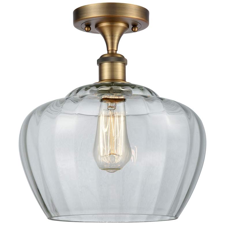 Image 1 Ballston Fenton 11" Wide Brushed Brass Semi Flush Mount w/ Clear Shade