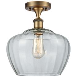 Ballston Fenton 11" Wide Brushed Brass Semi Flush Mount w/ Clear Shade