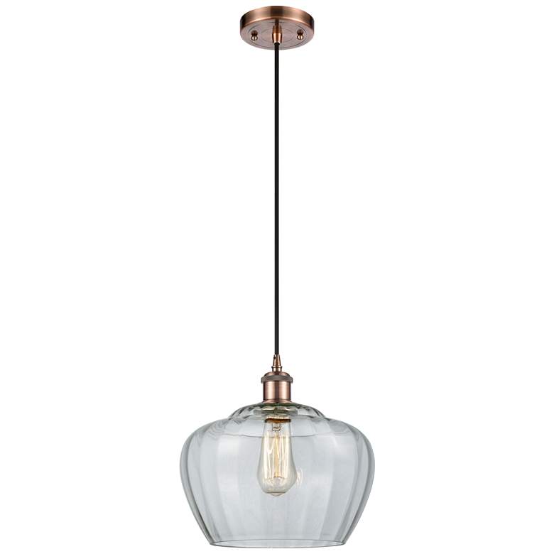 Image 1 Ballston Fenton 11" Wide Copper Corded Mini Pendant w/ Clear Shade