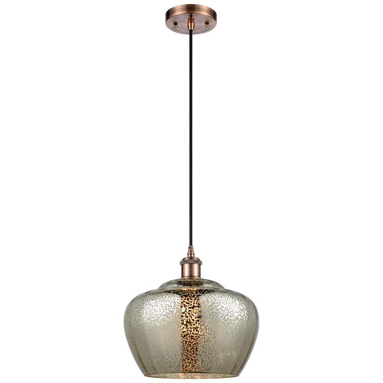 Image 1 Ballston Fenton 11" Wide Copper Corded Mini Pendant w/ Mercury Shade