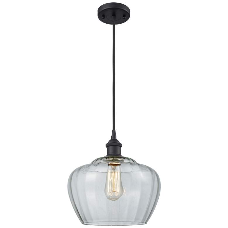 Image 1 Ballston Fenton 11" Wide Matte Black Corded Mini Pendant w/ Clear Shad