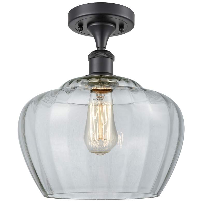 Image 1 Ballston Fenton 11" Wide Matte Black Semi Flush Mount w/ Clear Shade